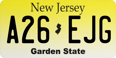 NJ license plate A26EJG