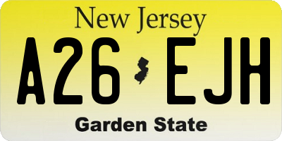 NJ license plate A26EJH