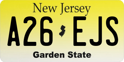 NJ license plate A26EJS