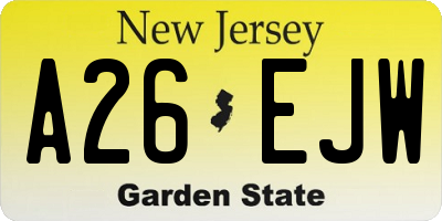 NJ license plate A26EJW