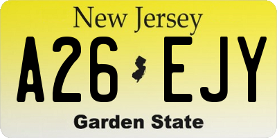 NJ license plate A26EJY