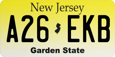 NJ license plate A26EKB