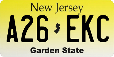 NJ license plate A26EKC
