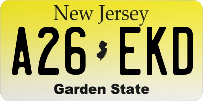 NJ license plate A26EKD
