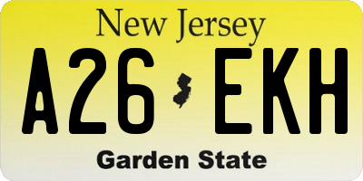 NJ license plate A26EKH