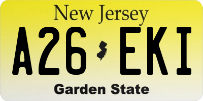 NJ license plate A26EKI