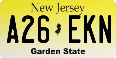 NJ license plate A26EKN