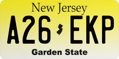 NJ license plate A26EKP