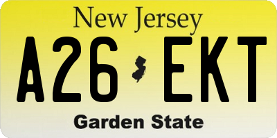 NJ license plate A26EKT