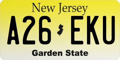 NJ license plate A26EKU