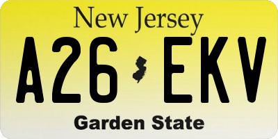 NJ license plate A26EKV