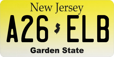 NJ license plate A26ELB