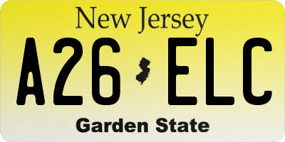 NJ license plate A26ELC