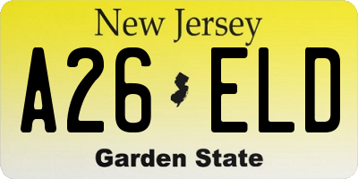 NJ license plate A26ELD