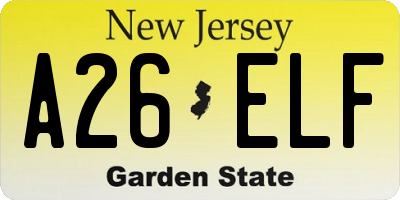 NJ license plate A26ELF
