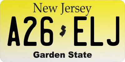 NJ license plate A26ELJ