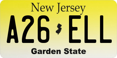 NJ license plate A26ELL