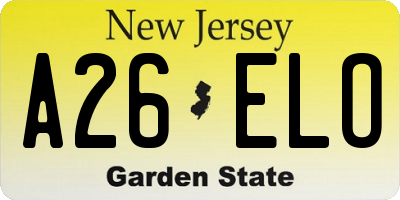 NJ license plate A26ELO