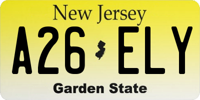 NJ license plate A26ELY