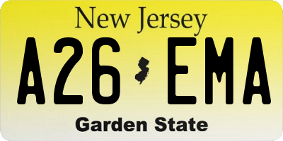 NJ license plate A26EMA