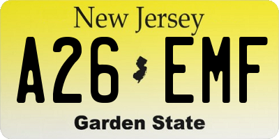 NJ license plate A26EMF