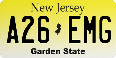 NJ license plate A26EMG