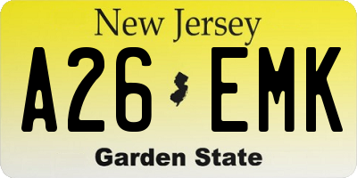 NJ license plate A26EMK