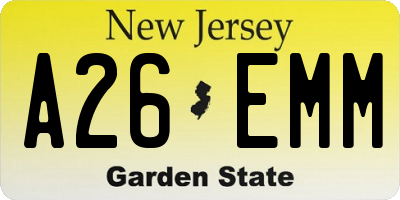 NJ license plate A26EMM