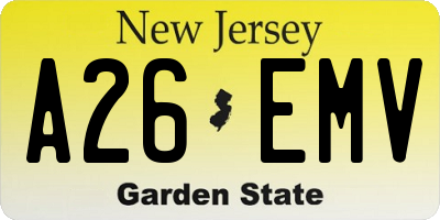 NJ license plate A26EMV