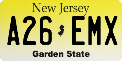 NJ license plate A26EMX