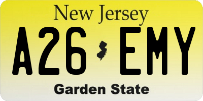 NJ license plate A26EMY
