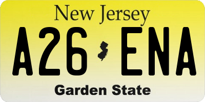 NJ license plate A26ENA