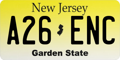 NJ license plate A26ENC