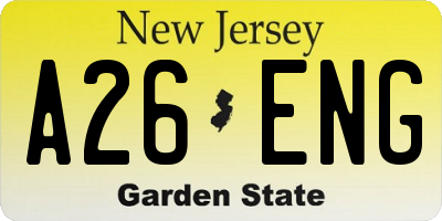 NJ license plate A26ENG