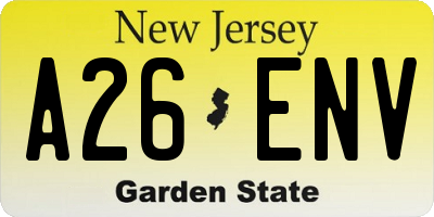 NJ license plate A26ENV