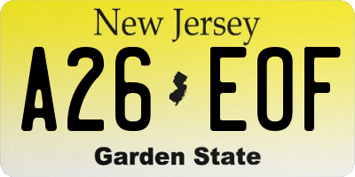 NJ license plate A26EOF
