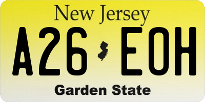 NJ license plate A26EOH