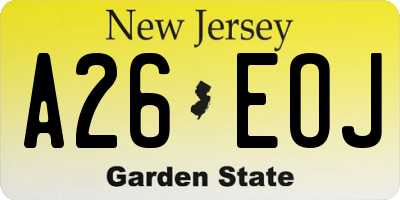 NJ license plate A26EOJ