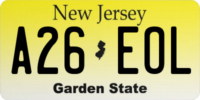NJ license plate A26EOL