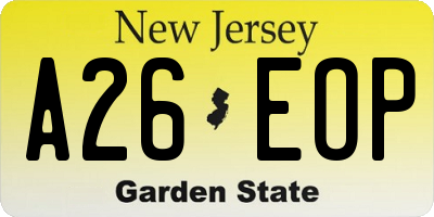 NJ license plate A26EOP