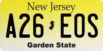 NJ license plate A26EOS
