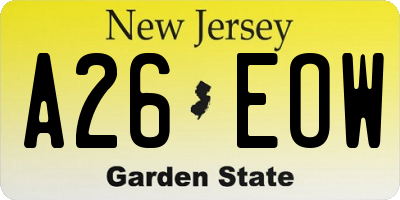 NJ license plate A26EOW