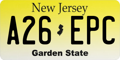 NJ license plate A26EPC