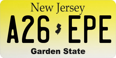 NJ license plate A26EPE