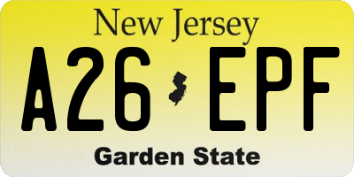 NJ license plate A26EPF