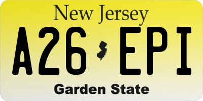 NJ license plate A26EPI