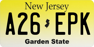 NJ license plate A26EPK