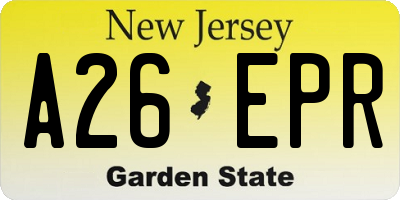 NJ license plate A26EPR