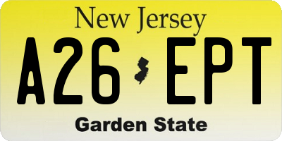 NJ license plate A26EPT