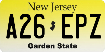 NJ license plate A26EPZ